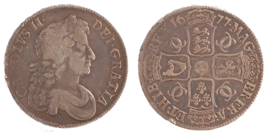 Charles II Crown, (1660-1685) NONO, 1677 (S. 3358)