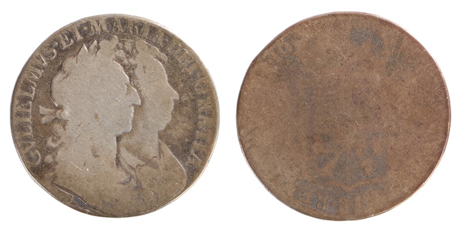 William & Mary Half Crown (1689-1694) 16 date rubbed, (S.3434)