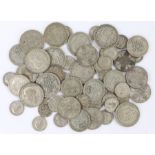 Pre 1947 coins, to include Half Crowns, Florins and Sixpence pieces, (qty)