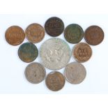 USA coins, to include One Cent pieces for the dates 1858, 1863 x2, 1883, 1891, 1897, 1944, 1968,