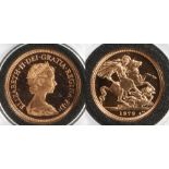 Elizabeth II Sovereign, 1979, St George and the Dragon, housed within a capsule