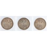 Victoria (1837-1901) three Crowns, 1889 and 1891 x 2, (3)