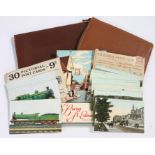 GNR + other postcards, Bury guide circa 1960 an leather wallets