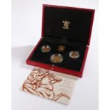 Royal Mint The 1999 United Kingdom Gold Proof Three-Coin Sovereign Collection, containing a Two