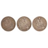 Victoria (1837-1901) three Crowns, 1889, 1892 and 1900, (3)