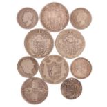 Collection of coins, to include George IV Half Crowns, William IIII Half Crown, Victoria Half Crown,