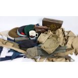 Mixed lot of militaria, 1937 Pattern webbing belts, braces, basic pouch, anklets, R.A.F. Airmans