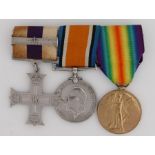 First World War Military Cross and bar grouping, George V Military Cross with bar emblem engraved to