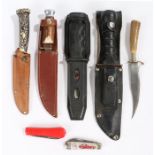 Collection of knives including a J. Nowills & Sons, Sheffield, sheath knife, a diving knife, a