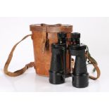 Second World War cased pair of Bino Prism binoculars, the case impressed BING PRISM NO 5 CASE MK.