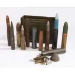 Collection of shell cases and projectiles, some in poor condition, ( qty )