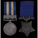 Victorian Anglo Egyptian War pair, Egypt Medal with clasp ' Tel-El-Kebir', Khedive Star ( 1864