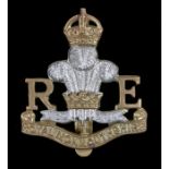 Royal Monmouthshire Royal Engineers cap badge, Kings Crown, slider to reverse, marked J. R .