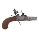 18th/19th Century flintlock box lock pocket pistol with screw off barrel, signed ' Busby' to the