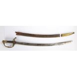 French 1821 Infantry Officers sabre to the Garde Nationale by the maker Klingenthal, curved fullered