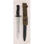 British L1A3 SLR Bayonet, chromed for parade use, in steel scabbard with webbing frog