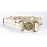 British army Slade Wallace pattern buff leather belt, complete with brass Kings crown general