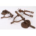 Pair of First World War period British army spurs, together with another antique spur, ( 3 )