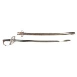 British 1899 pattern Cavalry Troopers Sword by Enfield, fullered slightly curved blade, dated '01