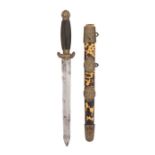 Late 19th/early 20th century miniature Chinese Jian, double edged straight blade coming to a