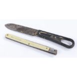 US knife, together with a folding knife with ivorine handle, (2)