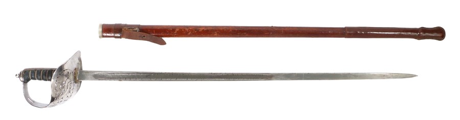 George V/VI 1897 Pattern Officers Sword by Wilkinson, unusual etched blade with lotus leaf design,