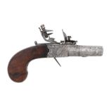 18th Century flintlock box lock pocket pistol, marked on the frame to ' H. Nock, London