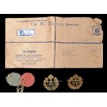Second World War Royal Air Force fibre identity tags to 1646687 Jenkins. J, together with two R.A.F.