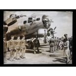 Official Second World War press photograph of Princess Elizabeth naming a United States Army Air