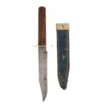 19th century Bowie knife by the maker John Newton, Sheffield, steel blade with makers name on one
