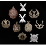 Group of British army Scottish infantry regiment badges, Kings Own Scottish Borderers, Argyll and