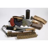 Mixed lot of post Second World War militaria including a Russian AK47 magazine, three West German