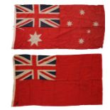 Early to mid 20th century British Red Ensign as used by the Merchant Navy, wool bunting that has