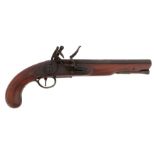 18th Century officers flintlock pistol by E. Baker, makers name on lock and barrel, proof marks to
