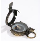 Second World War British MK IX prismatic marching compass, engraved on the reverse 'J.M. Glauser,