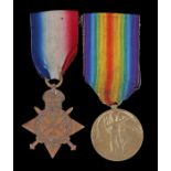 First World War pair of medals, 1914 Star ( 67967 DVR. D. YOUNG. R.H.A. ) and Victory Medal (