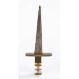 Second World War trench art in the form of a sword with a white metal blade and a brass and