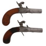 19th Century pair of Pocket Percussion Pistols by Pratt of Bishop Stortford, folding triggers,