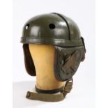 Post Second World War Belgian tank crew helmet, very similar to the wartime U.S. M38 tanker helmet