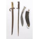 French 1866 pattern Chassepot bayonet, made at the St Etienne Arsenal and dated September 1874,