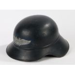 Second World War German Luftschutze ( Air Defence ) organization steel helmet, black painted '