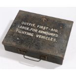 Second World War tin case for ' Outfit, First Aid, Large, For Armoured Fighting Vehicles.', broad