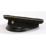 Imperial German Schirmutze ( peaked cap ), top and band in black cloth with yellow piping,