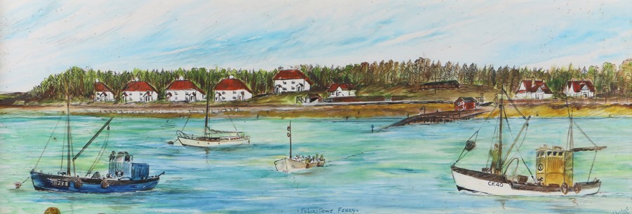 W.A. Dorling, (20th Century British school), Felixstowe Ferry, signed and dated 1974 pen and oil