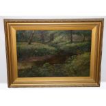 Firth (late 19th/early 20th Century) A woodland stream oil on canvas signed & dated 1901 moulded