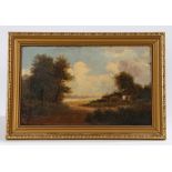 Style of Mary Nasmith (19th Century) Cottages in a landscape oil on canvas (relined) unsigned gilt