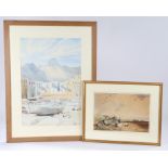 19th Century British School, Fisher women by a coast line, unsigned watercolour, together with