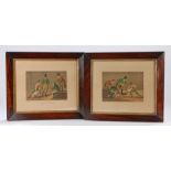 After Henry Alken, Drawing the Badger and A match at the Badger, housed within rosewood frames, (2)