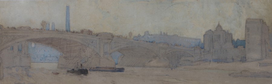 Leonard Russell Squirrell (1893-1979), London Bridge, signed watercolour, dated 1922, housed in a