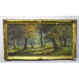 H Youcziq (?) (20th Century) Silver birch wood in sunlight oil on canvas signed gilt frame (a/f)